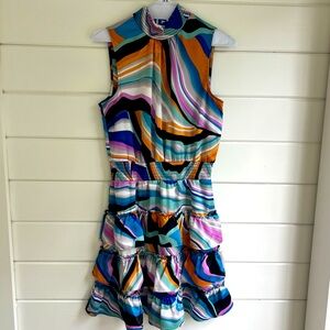 1. State smocked neck sleeveless fit and flare dress